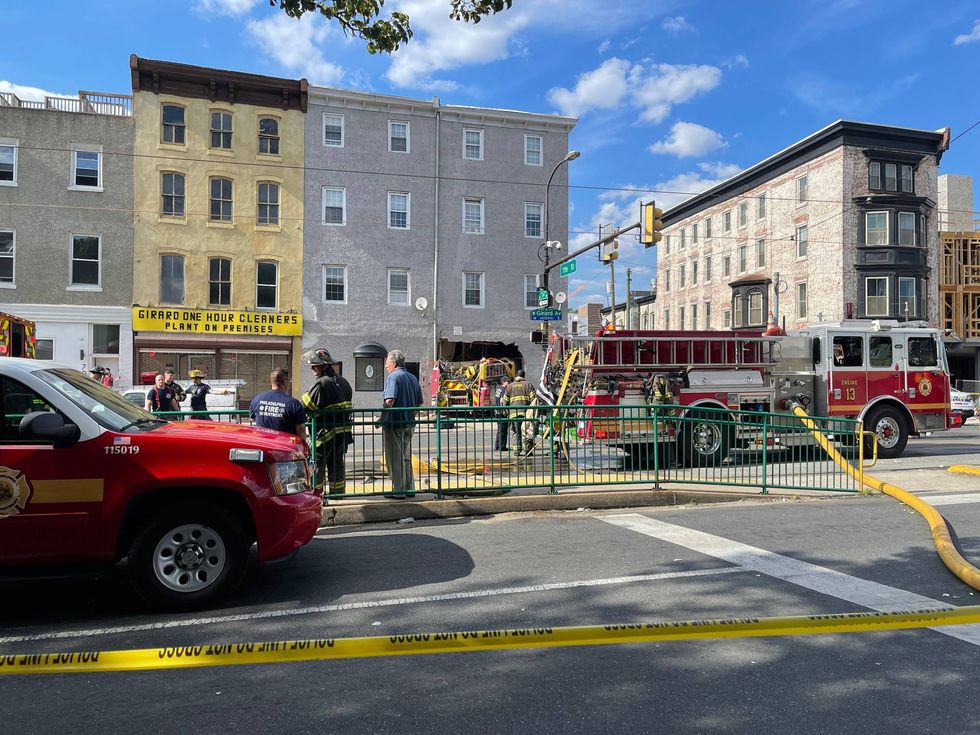 A Philadelphia fire truck went into a four-story building on 7th and Girard in North Philly on May 27, 2021.