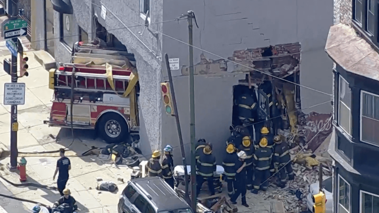 A Philadelphia fire truck went into a four-story building on 7th and Girard in North Philly on May 27, 2021.