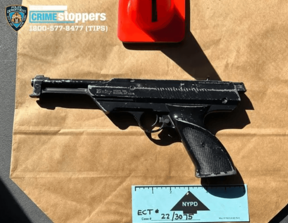 A photo from the NYPD shows the imitation gun the suspect used to hijack the bus.