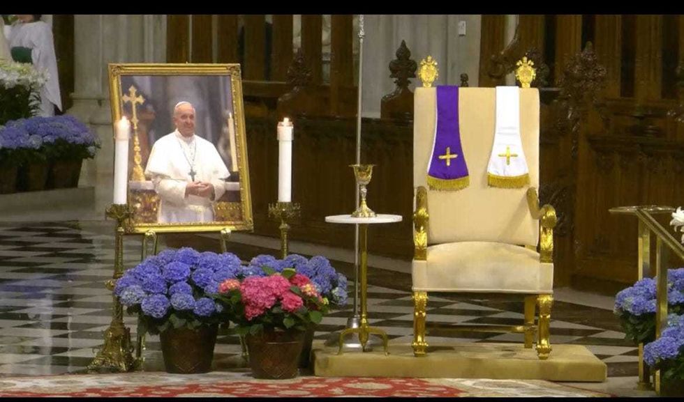A photo of Pope Francis was at St. Patrick