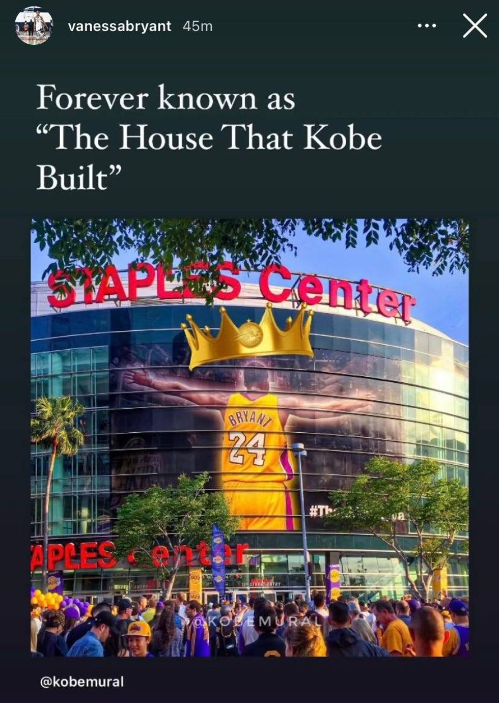 A photo Vanessa Bryant posted to her Instagram Story.