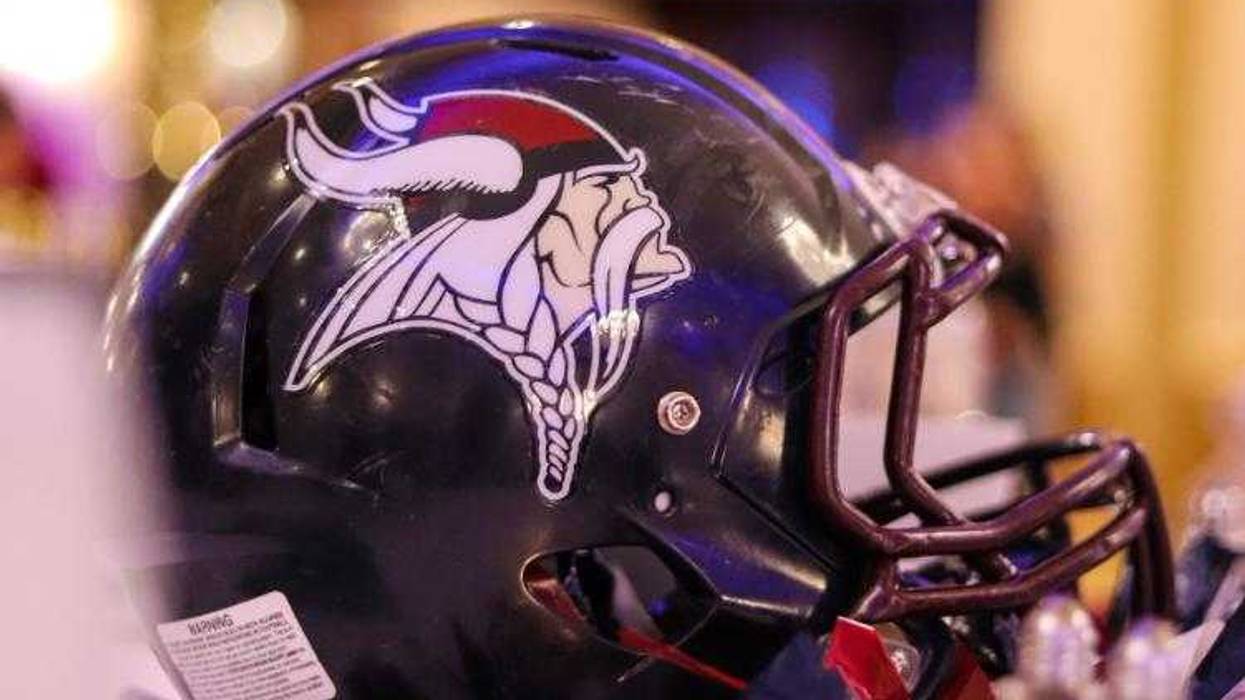 A picture of a helmet bearing the Junior Vikings logo that the league posted on Facebook.