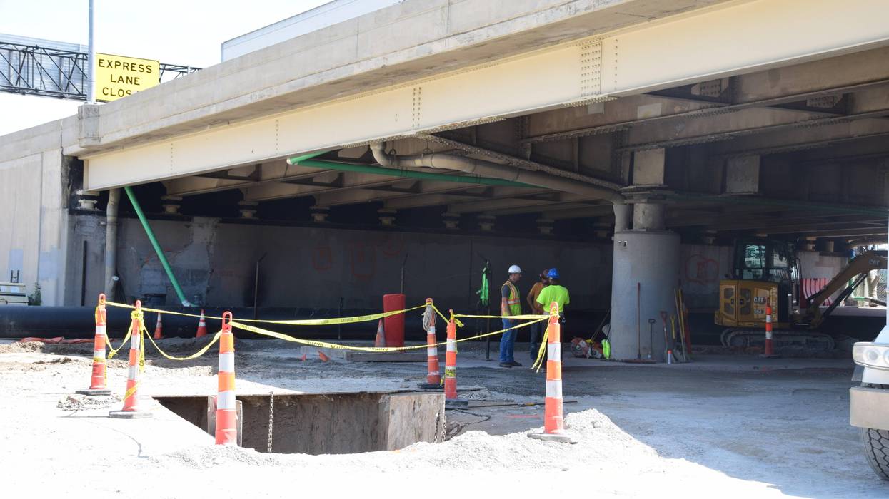 A picture of the sinkhole under I-44 as of Monday, June 29th