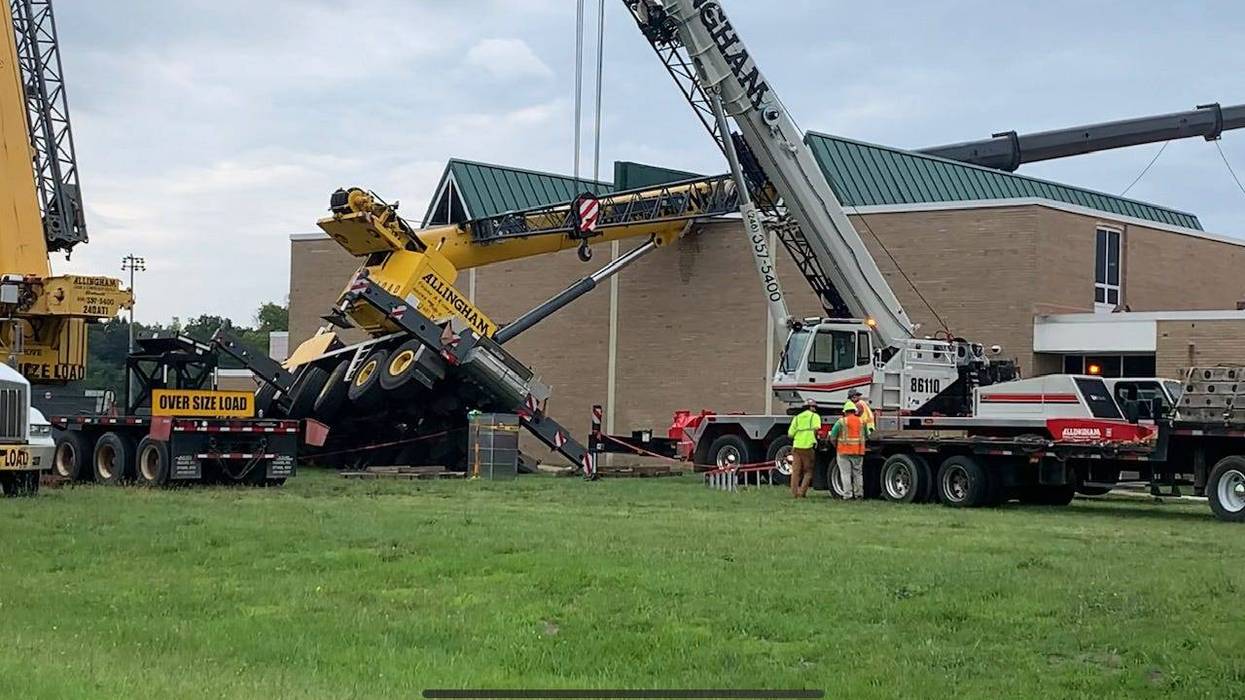 A piece of construction equipment appears to have fallen into a middle school in the City of Wayne early Thursday afternoon.