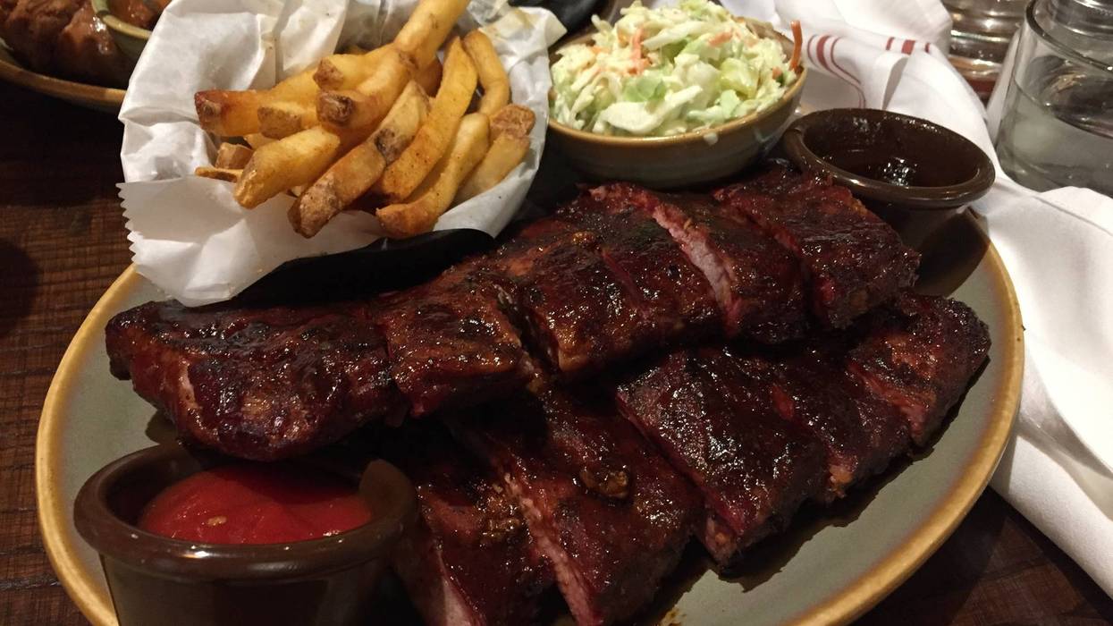 A plate of the good stuff - Kansas City BBQ ribs and fixings