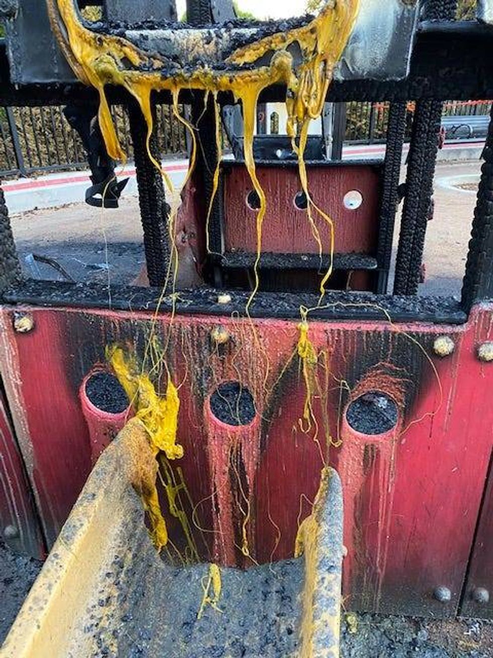 A playground at Sue Bierman Park was destroyed by a fire Thursday night.
