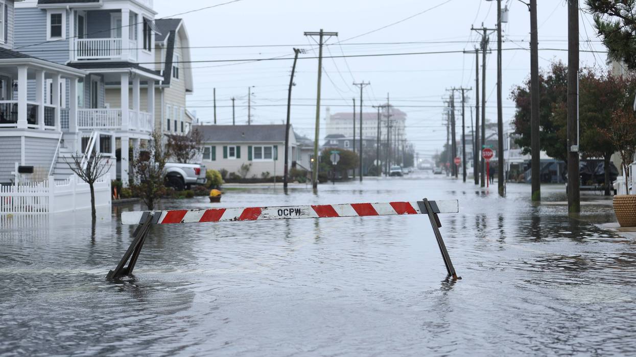 A powerful nor'easter brought coastal flooding to the Jersey Shore on Oct. 12, 2025, with high tide sending water over docks and into streets in Avalon, New Jersey.