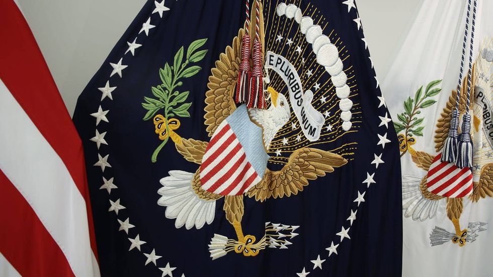 A Presidential Flag hand-made in the DLA Troop Support Flag Room.