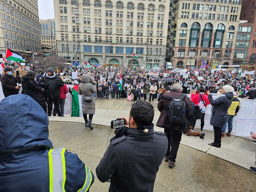 A pro-Palestinian protest drew hundreds on New Year
