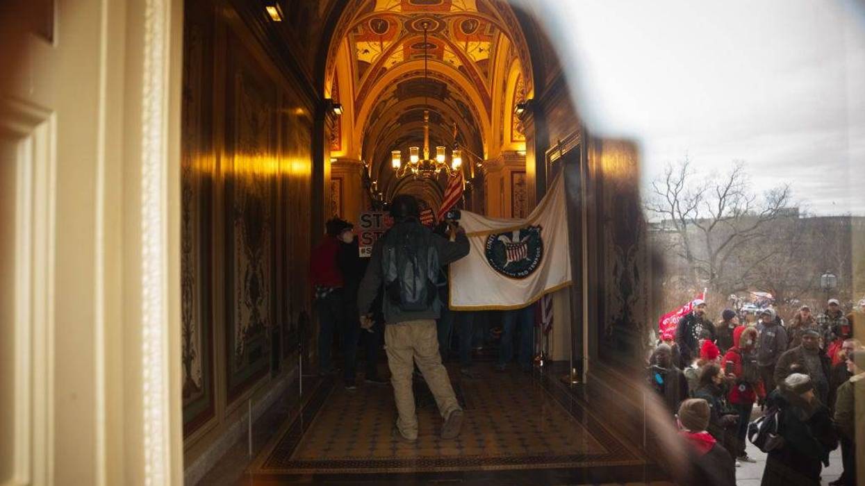 A pro-Trump mob is seen inside the U.S. Capitol Building after breaking into it
