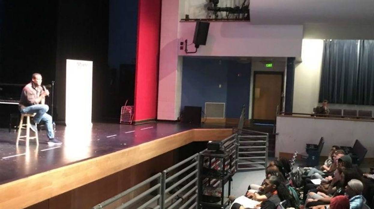 A professional actor from Philadelphia returned to his high-school alma-mater to talk to kids about fame versus fortune among other things.