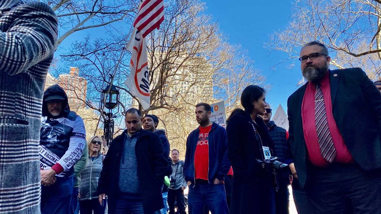 A protest was held outside City Hall on Friday as thousands of municipal workers were set to be fired for not getting a COVID-19 vaccine