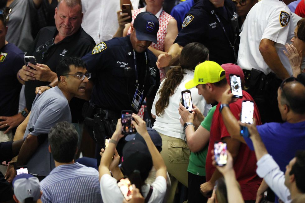 A protester disrupts the Women
