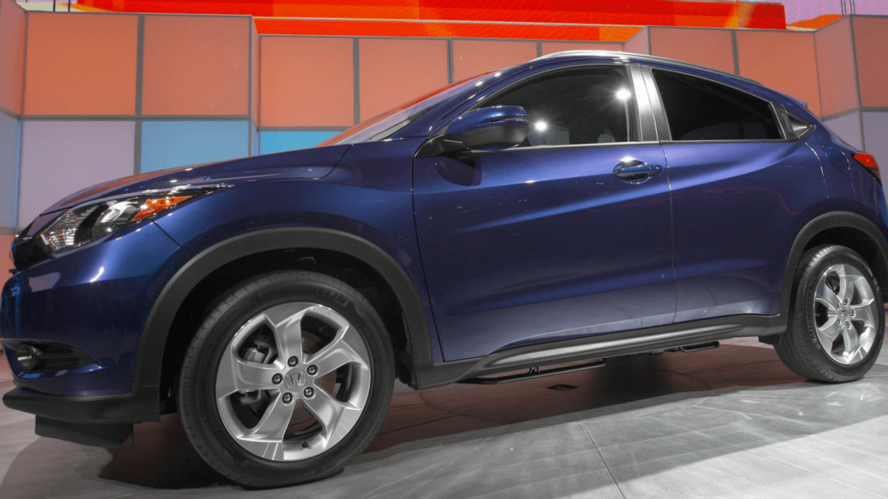 A purple Honda HR-V, the same model of car that was stolen with an infant inside in the Bronx on Thursday.