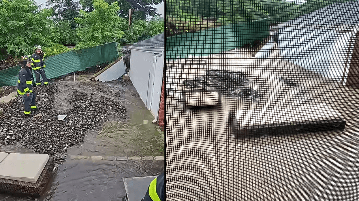 A Queens woman's backyard is now a “cesspool of debris and water,” and there is an inch or two of water in her basement