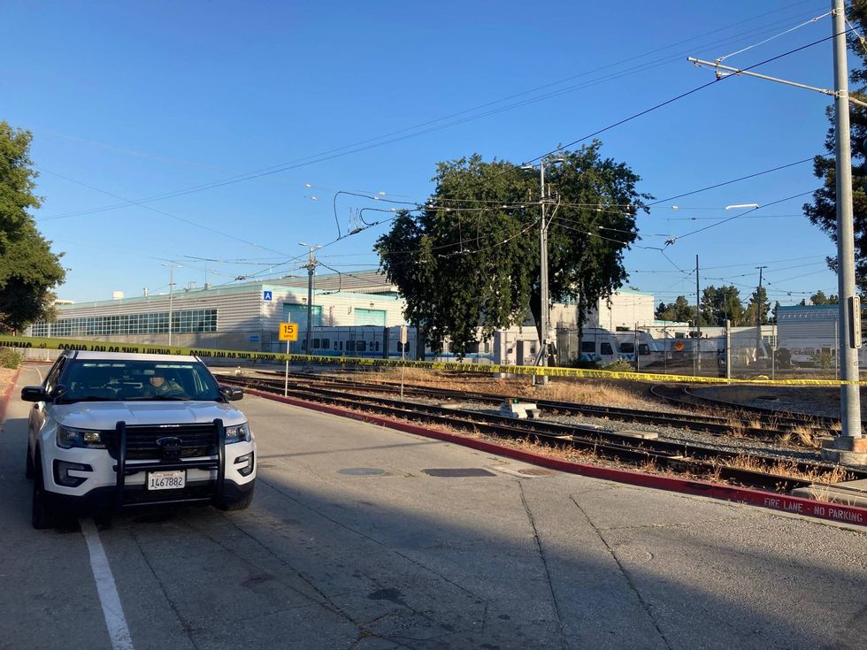 A quiet scene outside the VTA rail yard on Thursday morning.