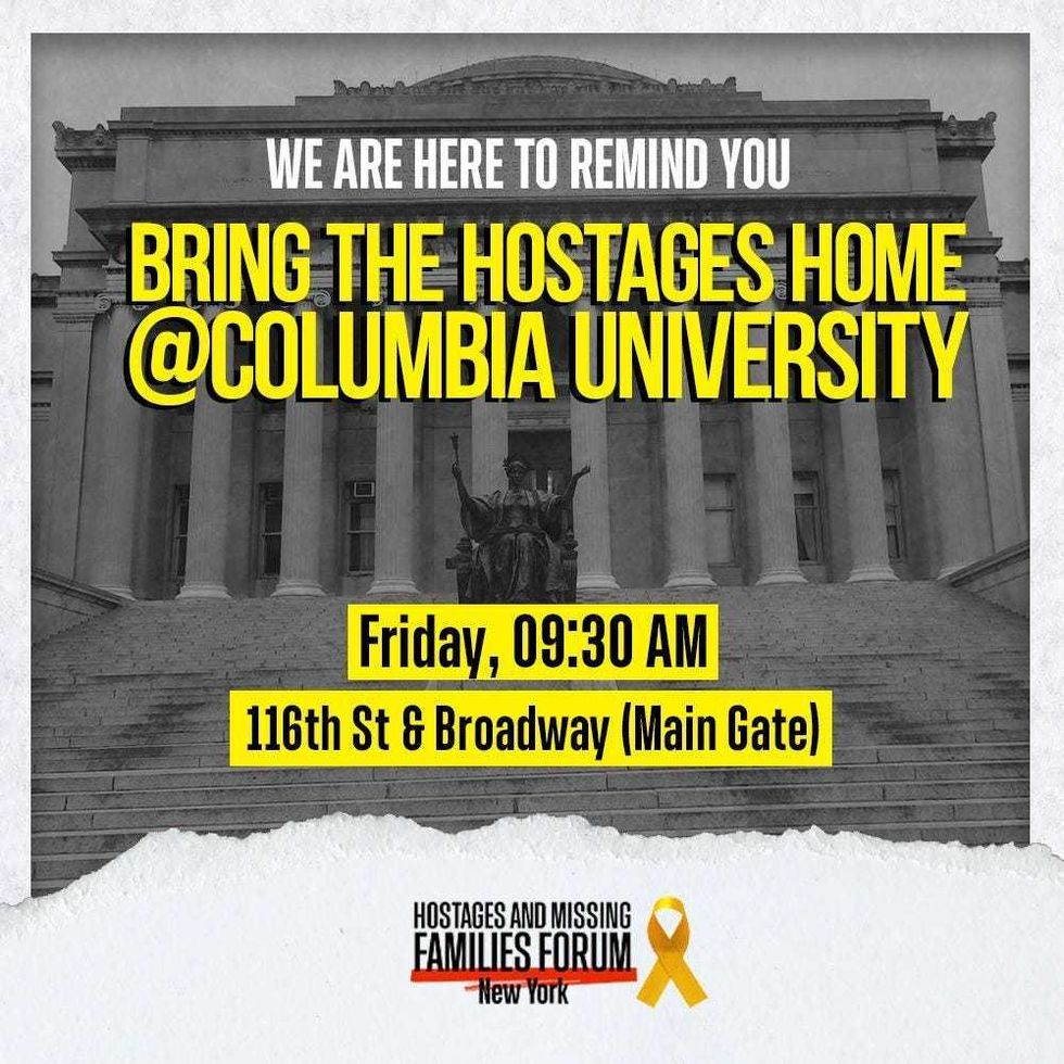 A rally for the hostages kidnapped by Hamas will be held Friday morning