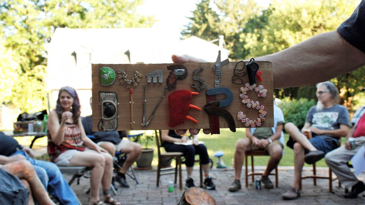 A recent meeting of Philadelphia Dumpster Divers