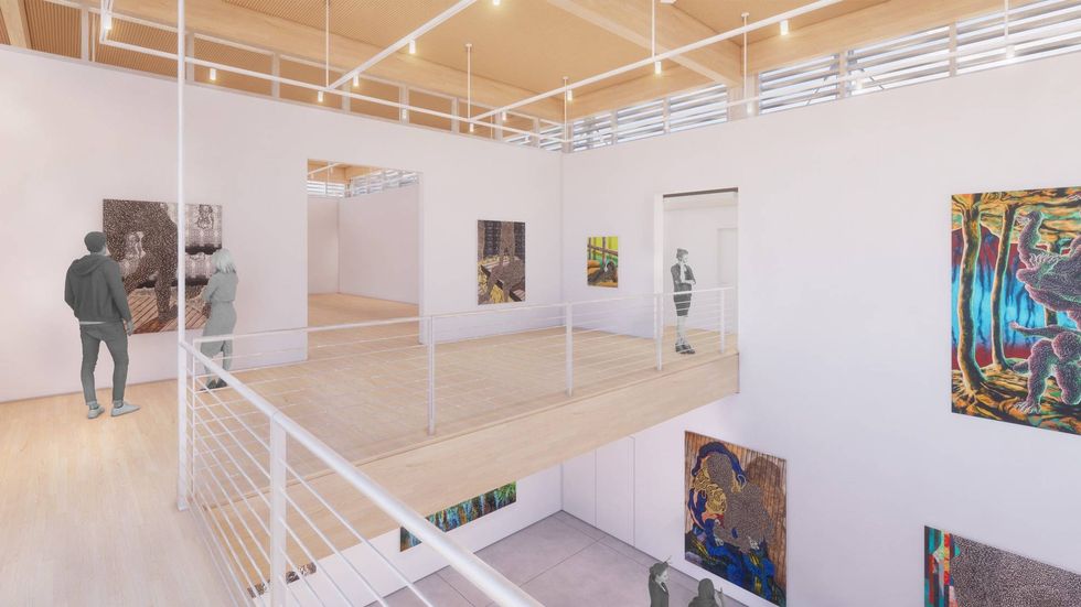 A rendering inside the planned Philadelphia Contemporary floating art gallery.