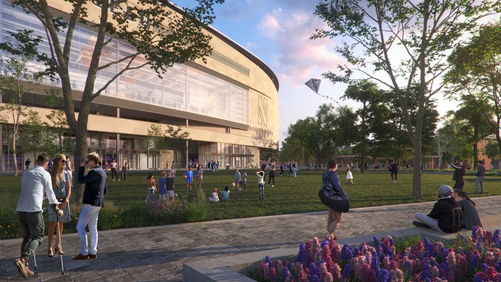 A rendering of park space outside of Ryan Field.