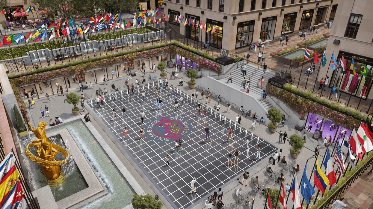 A rendering of the proposed roller skating rink, a first for Rockefeller Center since 1940.
