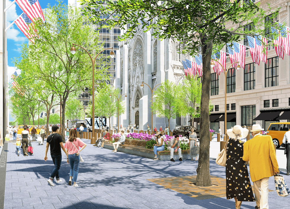 A rendering shows a future stretch of Fifth Avenue outside St. Patrick