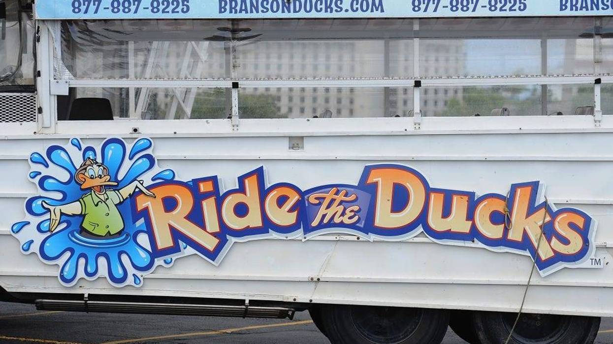 A Ride The Ducks World War II DUKW boat is seen at Ride The Ducks on July 20, 2018 in Branson, Missouri. Hundreds of mourners stopped by the location to pay their respects to the victims after a duck boat capsized in Table Rock Lake in a thunderstorm on Thursday.