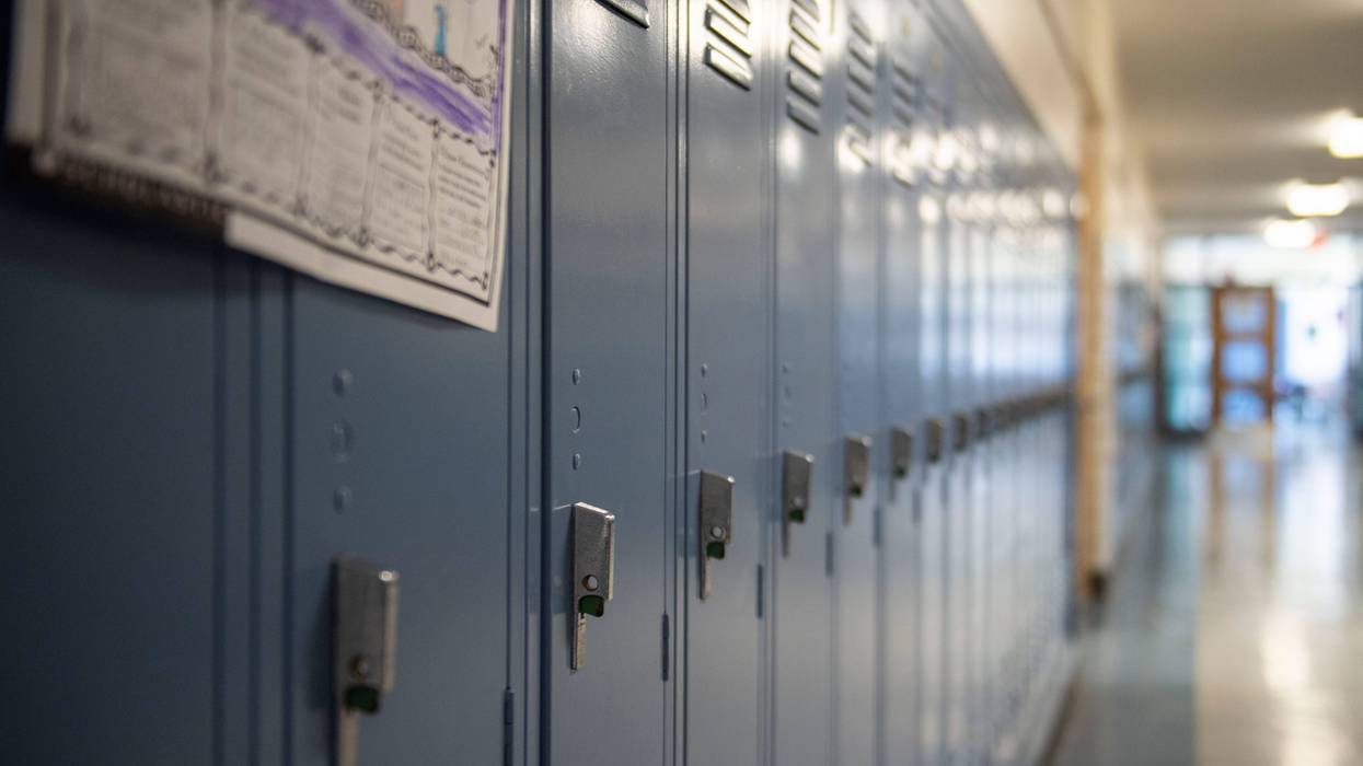 A row of lockers at Bennetts Valley Elementary School in Weedville, Pennsylvania.
