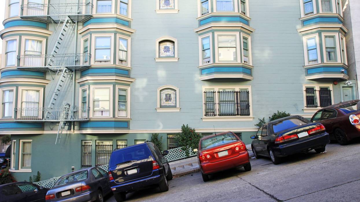 A San Francisco, Calif., street with parking spaces.