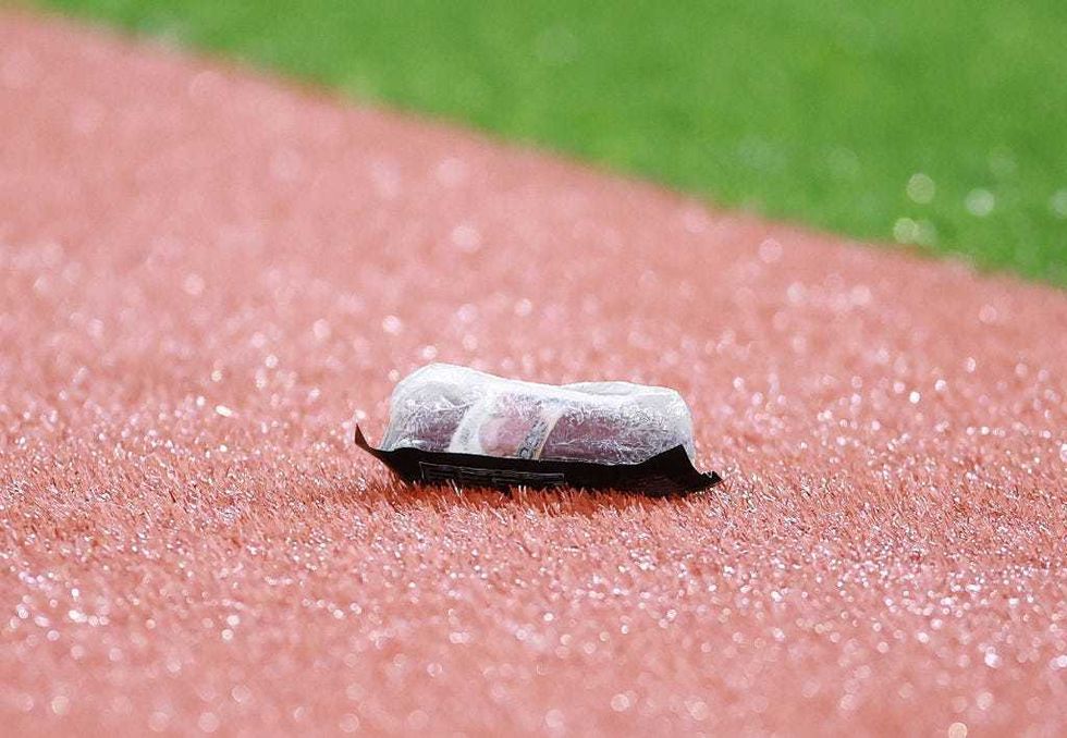 A sausage lies on the field after a Twins home run, a hallmark of this 2024 team who have had some ups and downs, much like the sausage itself.