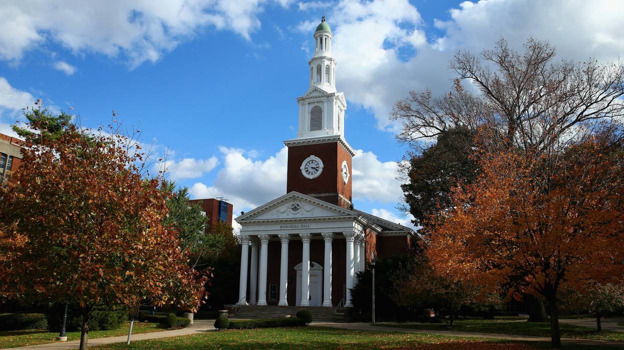 A scenic photo of Memorial Hall on the campus of the University of Kentucky on October 25, 2013 in Lexington, Kentucky.