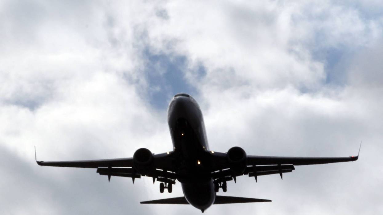 A scenic view of aircraft flying overhead photographed on November 29, 2010 in Raleigh, North Carolina.