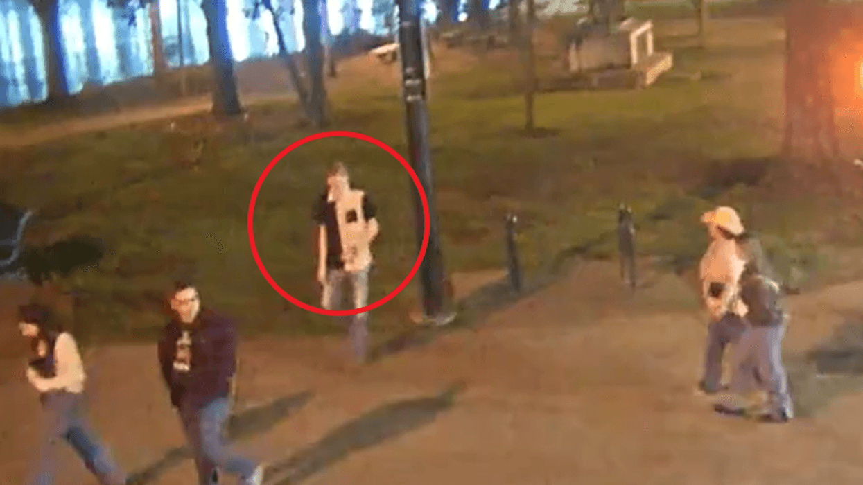 A screenshot from a video shared by Nashville Police, showing Riley Strain wandering around near the Cumberland River.