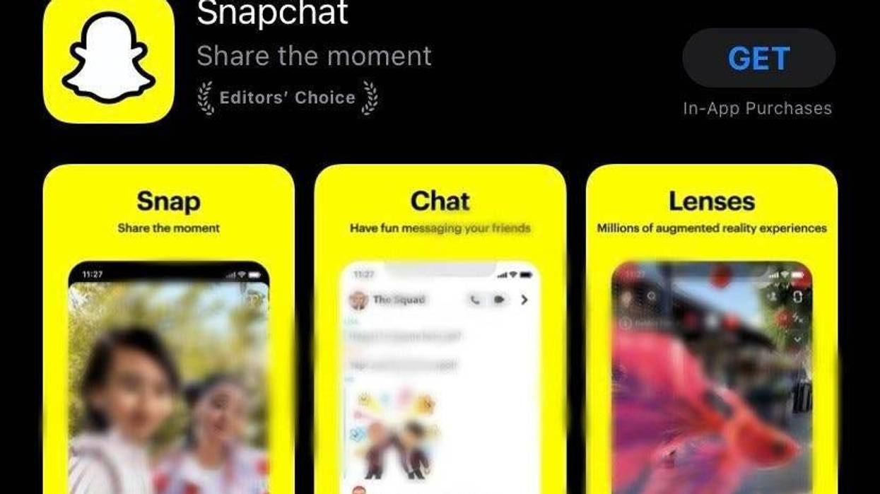 A screenshot of an iPhone on the download screen for the social media app Snapchat.