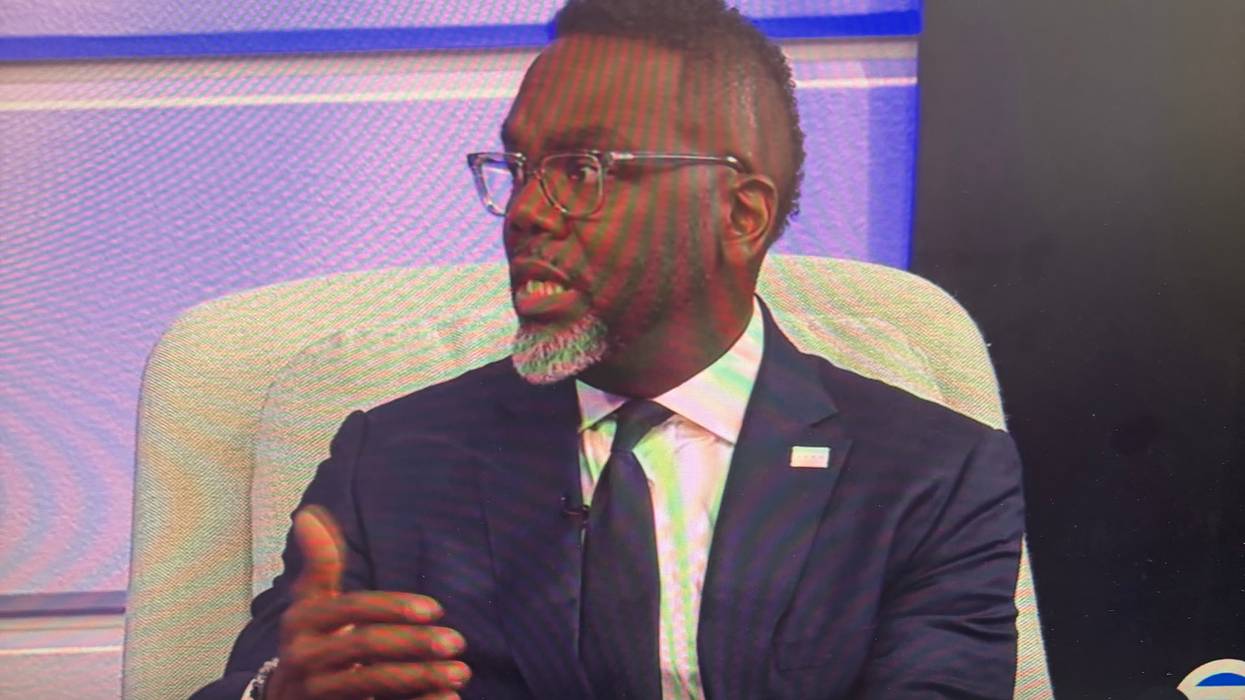 A screenshot of Chicago Mayor Brandon Johnson's appearance on a televised and streamed town hall on WLS-TV (ABC 7).