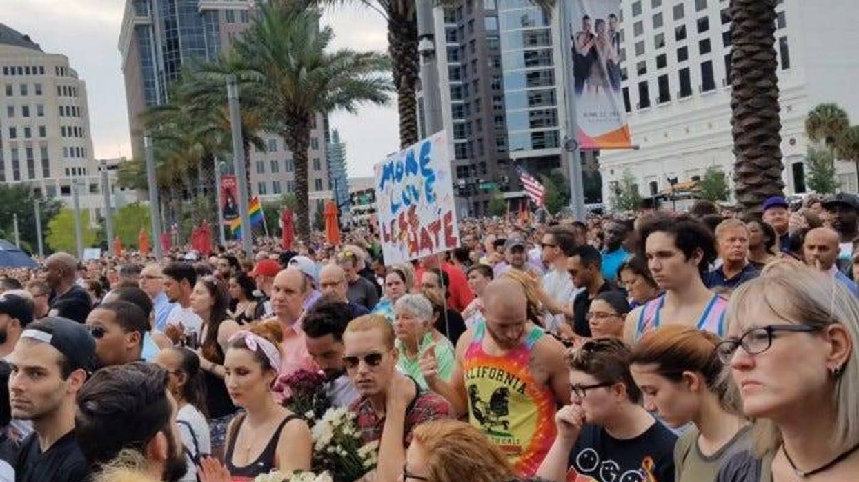 A sea of people attend a memorial service in the days following the Pulse nightclub shooting, five years ago.