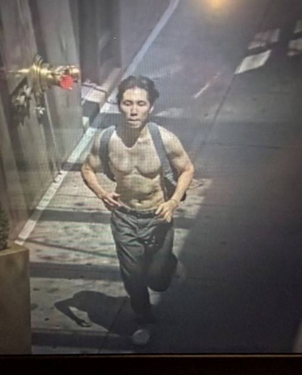 A security camera image of a person sought by Chicago police in connection with Tuesday afternoon's cross-burning in Grant Park.