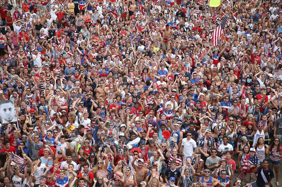 A see of USMNT fans at 2014 World Cup watch party in Chicago