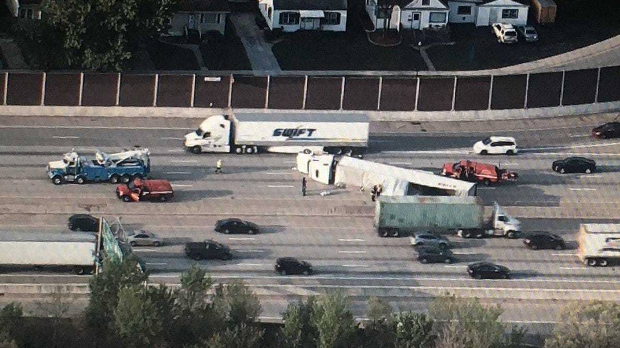 A semi truck crashed Wednesday morning on I-94/80 in Hammond, Indiana, causing major delays for commuters.