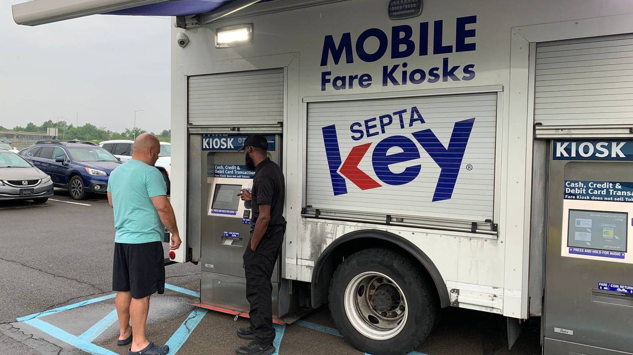 A SEPTA Key fare truck is parked outside Cornwells Heights Station in Bensalem on June 12, 2023, to accommodate more passengers than usual after the I-95 collapse.