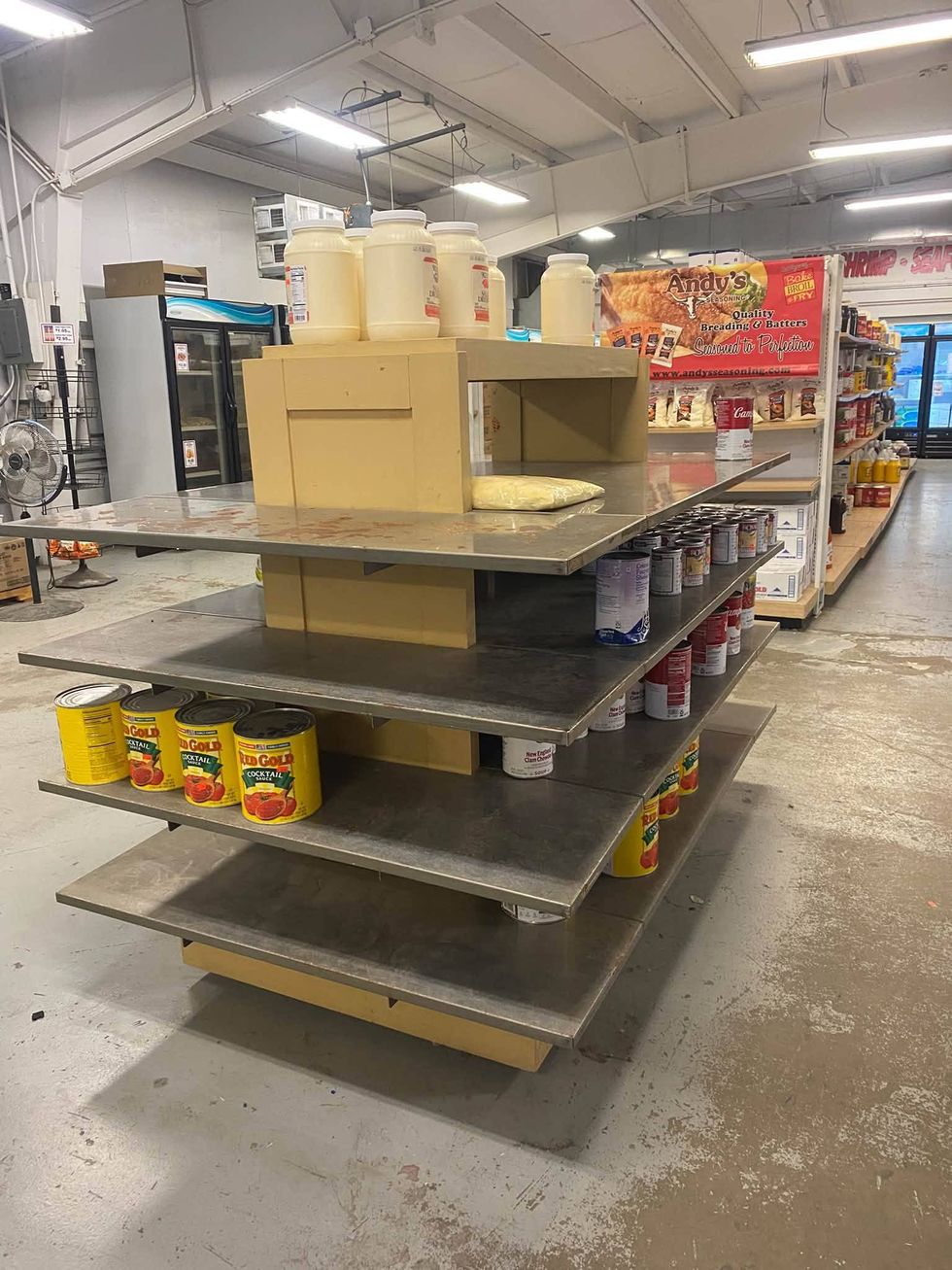 A shelf is almost empty after last Saturday's 'Freezer Frenzy" sale at The Food Outlet.