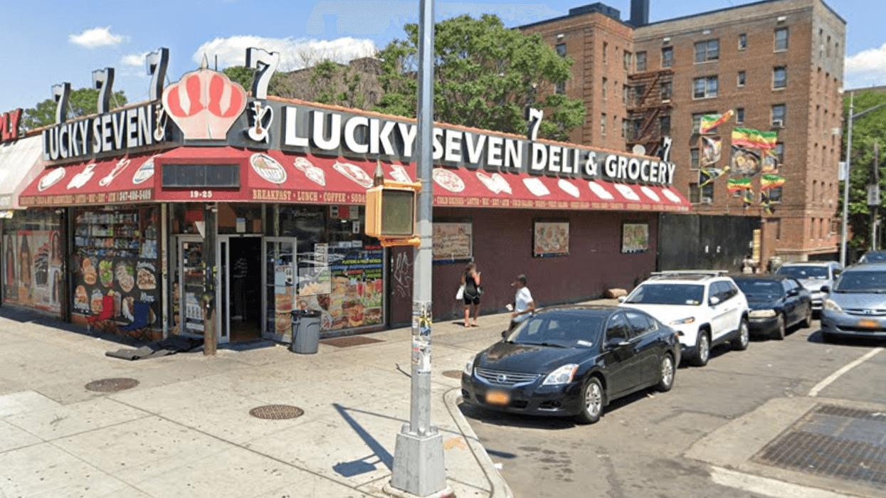 A shooting outside Lucky Seven Deli & Grocery in Flatbush on Saturday wounded a teen and 71-year-old woman.