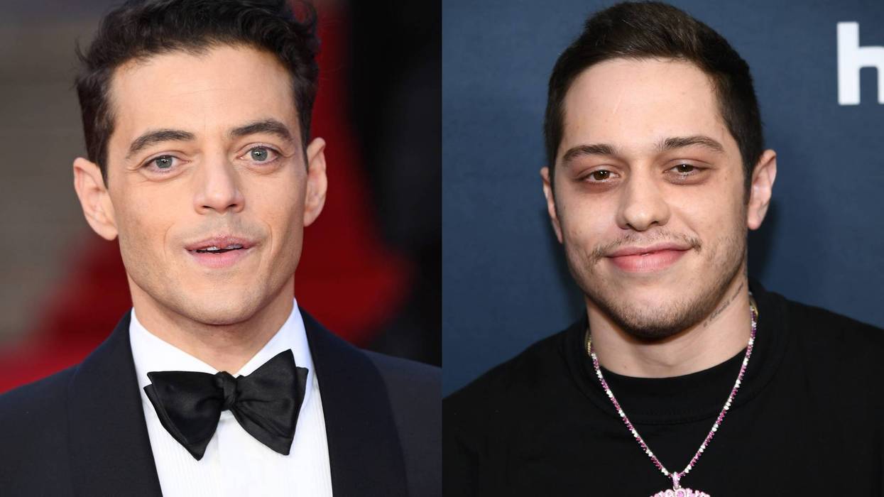 a side-by-side of Rami Malek and Pete Davidson
