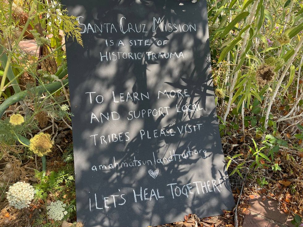 A sign created by the Amah Mutsun Tribal Band.