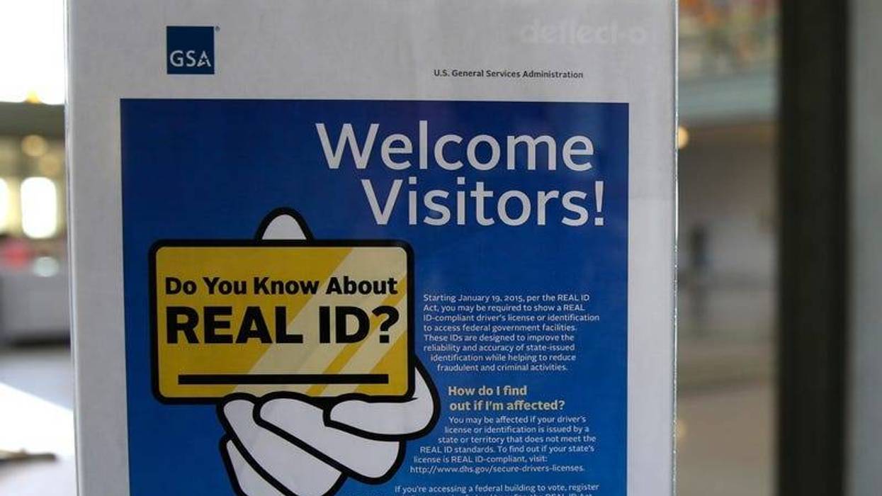 A sign explains details about REAL ID.