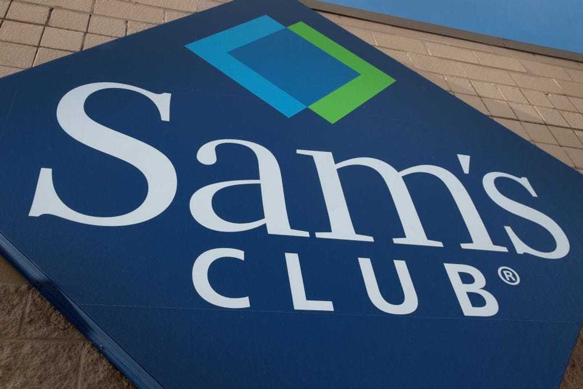 A sign hangs outside a Sam's Club store on January 12, 2018