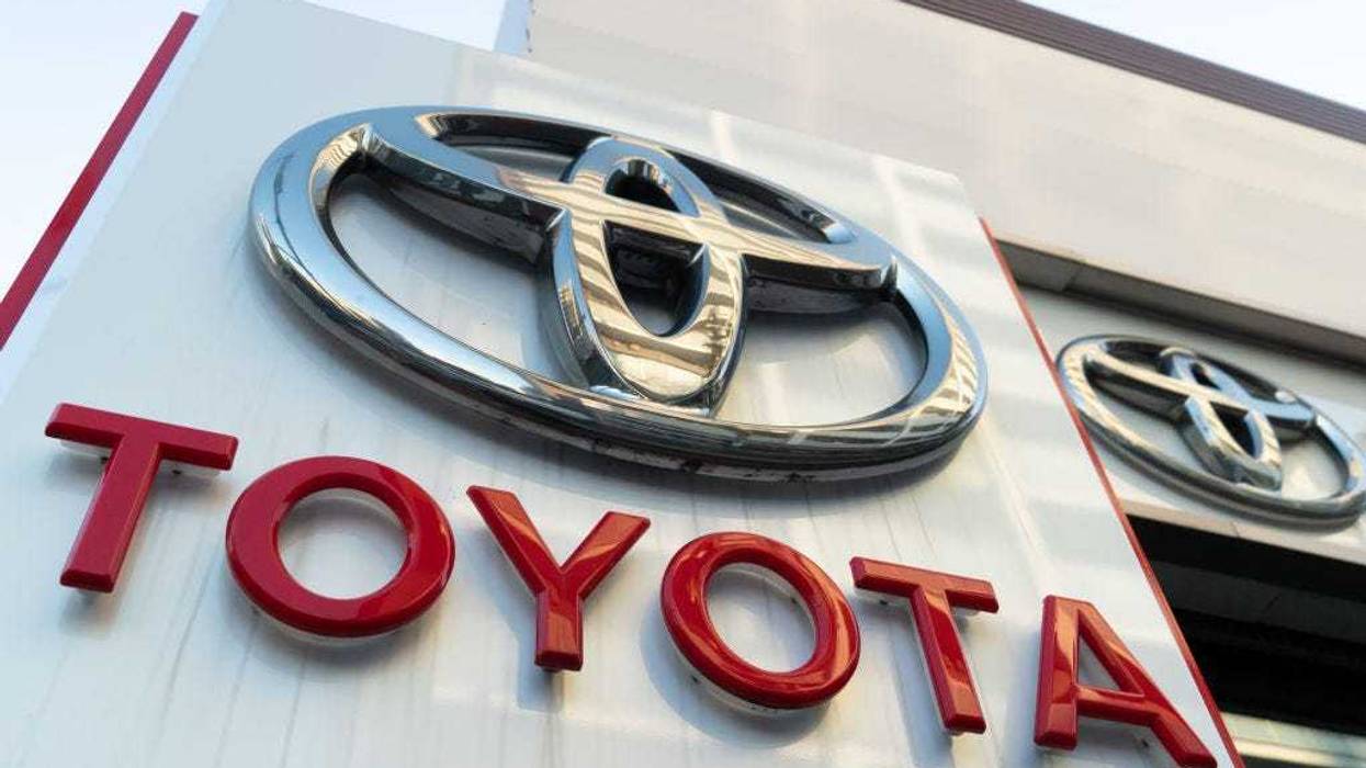 A sign is displayed outside a Toyota Motor Corp. dealership on January 30, 2024 in Tokyo, Japan.