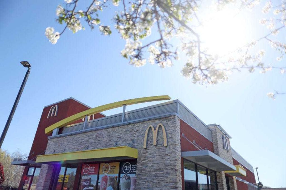 A sign is posted in front of a McDonald's restaurant on April 03, 2023 in San Pablo, California.