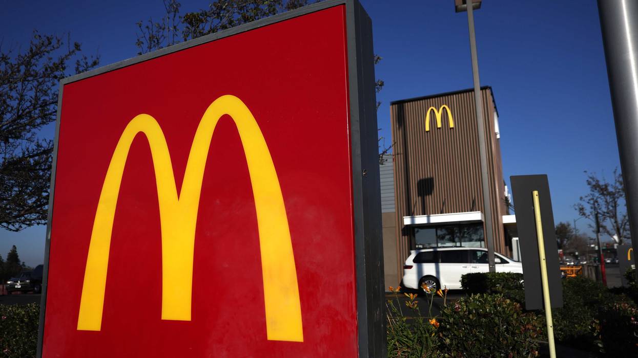 A sign is posted in front of a McDonald's restaurant on January 27, 2022 in El Cerrito, California.