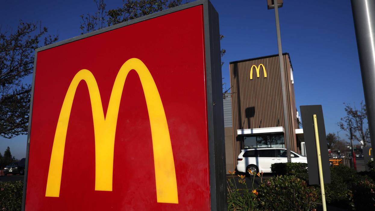 A sign is posted in front of a McDonald's restaurant on January 27, 2022 in El Cerrito, California.